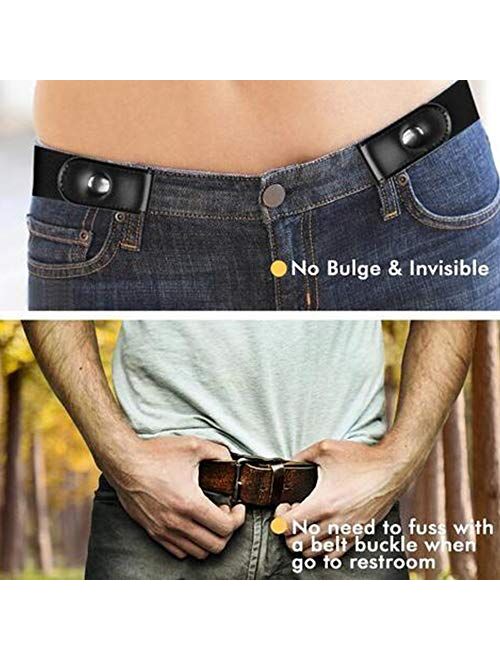 TAIYANYU Buckle Free Belt Invisible Elastic Waist Belts for Women or Men, Invisible Belts Camel