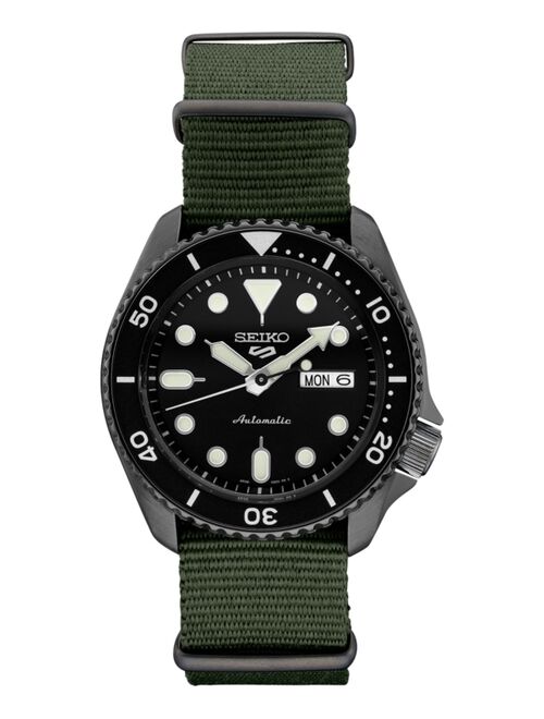 Seiko Men's Automatic 5 Sports Green Nylon Strap Watch 42.5mm