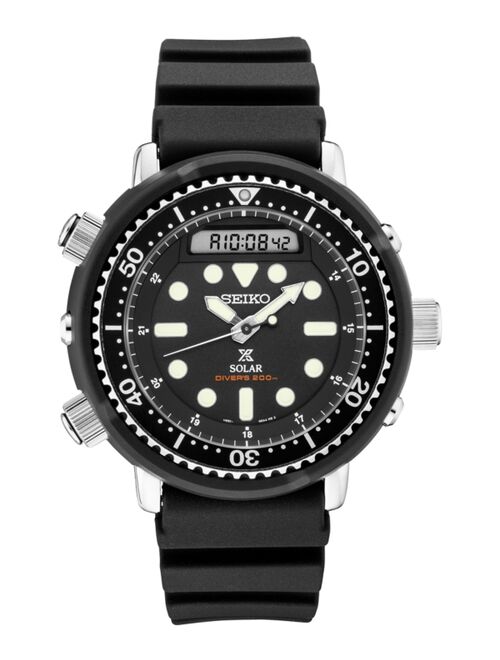 Seiko Men's Solar Analog-Digital Prospex Divers Black Silicone Strap Watch 47.8mm