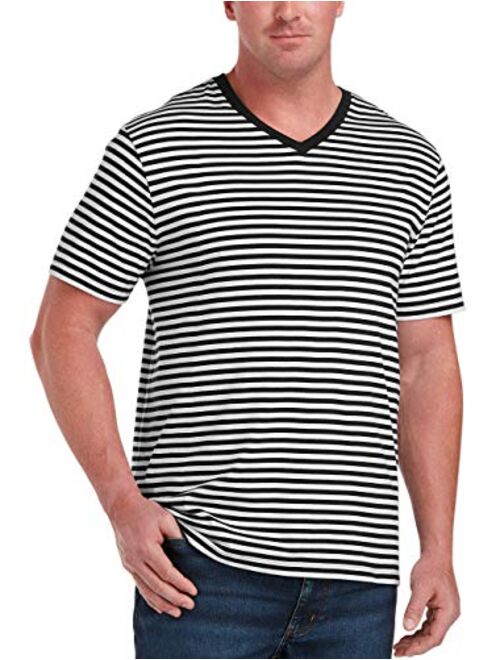 Amazon Essentials Men's Big & Tall Short-Sleeve Stripe V-Neck T-Shirt fit by DXL