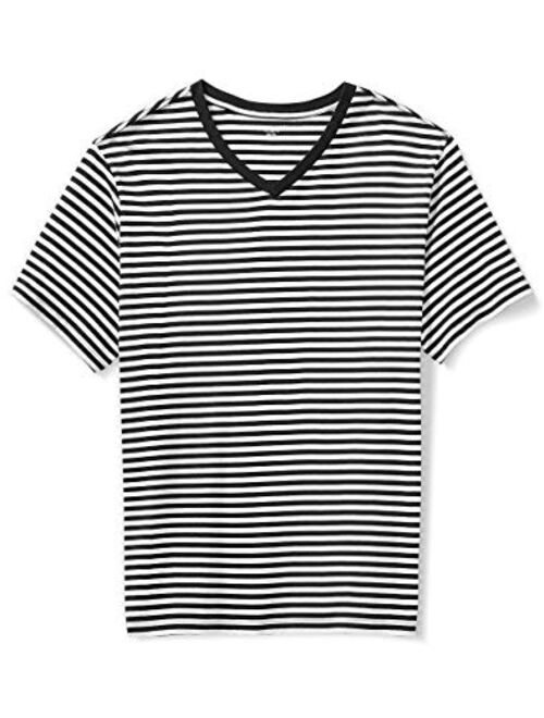 Amazon Essentials Men's Big & Tall Short-Sleeve Stripe V-Neck T-Shirt fit by DXL