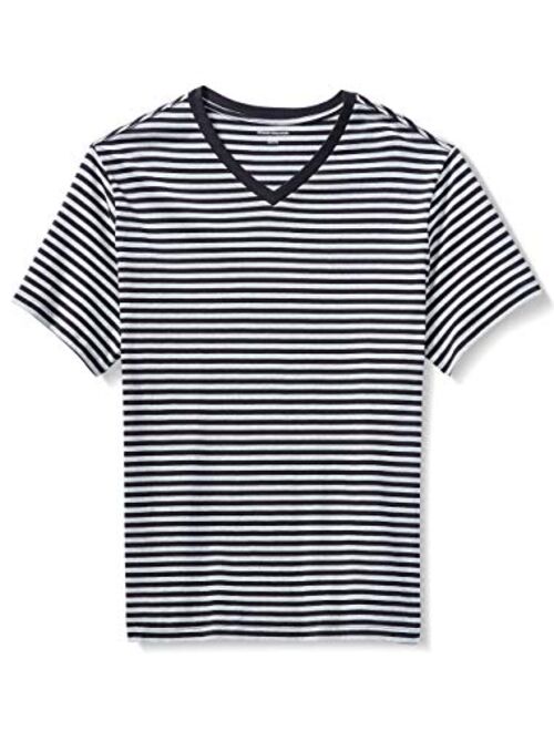 Amazon Essentials Men's Big & Tall Short-Sleeve Stripe V-Neck T-Shirt fit by DXL