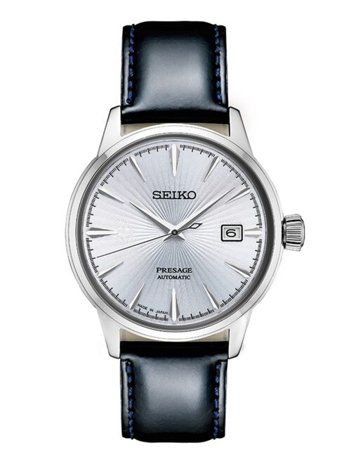 Seiko Men's Automatic Presage Black Leather Strap Watch 40.5mm