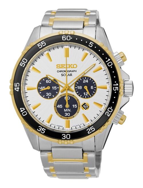 Seiko Men's Solar Chronograph Two-Tone Stainless Steel Bracelet Watch 44mm SSC446