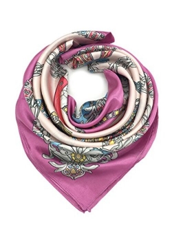 YOUR SMILE Silk Like Scarf Women's Fashion Pattern Large Square Satin Headscarf Headdress