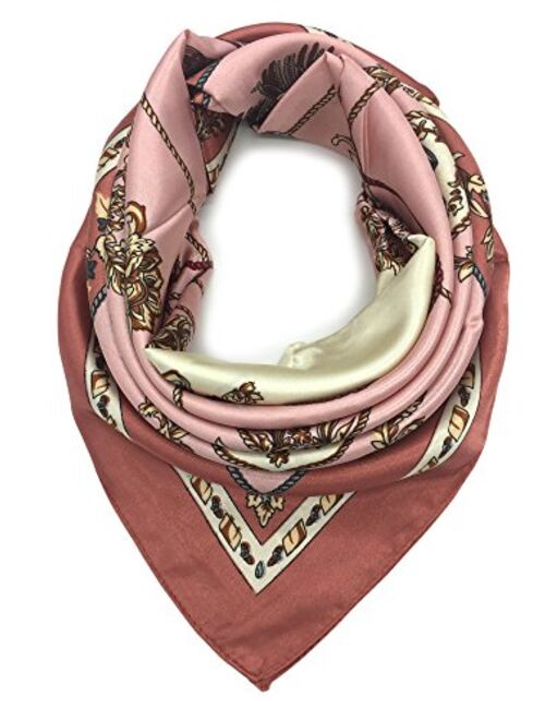 YOUR SMILE Silk Like Scarf Women's Fashion Pattern Large Square Satin Headscarf Headdress