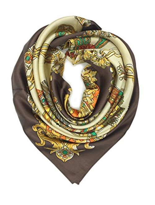 YOUR SMILE Silk Like Scarf Women's Fashion Pattern Large Square Satin Headscarf Headdress