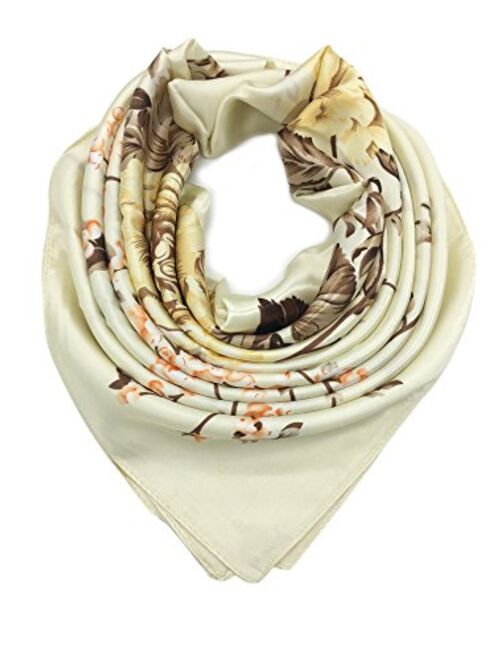 YOUR SMILE Silk Like Scarf Women's Fashion Pattern Large Square Satin Headscarf Headdress