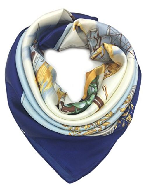 YOUR SMILE Silk Like Scarf Women's Fashion Pattern Large Square Satin Headscarf Headdress