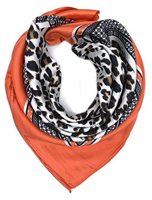 YOUR SMILE Silk Like Scarf Women's Fashion Pattern Large Square Satin Headscarf Headdress