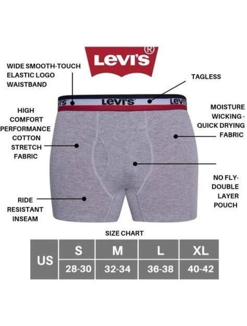 Levi's Mens Stretch Boxer Brief Underwear Breathable Stretch Underwear 5 Pack