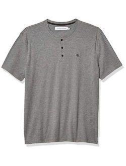 Men's Short Sleeve Henley Ribbed Logo T-Shirt