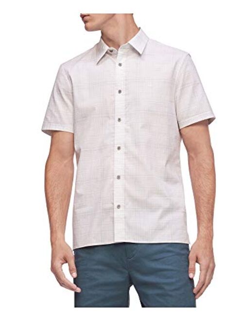 Calvin Klein Men's Short Sleeve Button Down Stretch Cotton Shirt