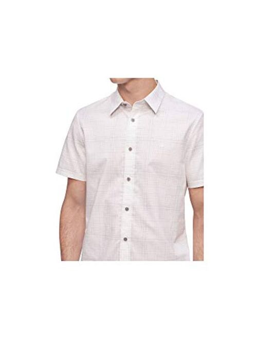 Calvin Klein Men's Short Sleeve Button Down Stretch Cotton Shirt