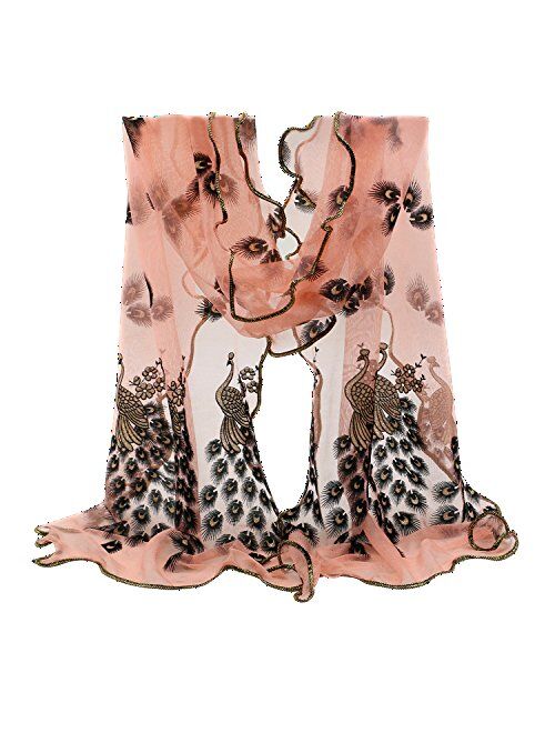 Sanwood Trendy Women Gauze Embroidered Peacock Veil Church Mantilla Scarf Wrap