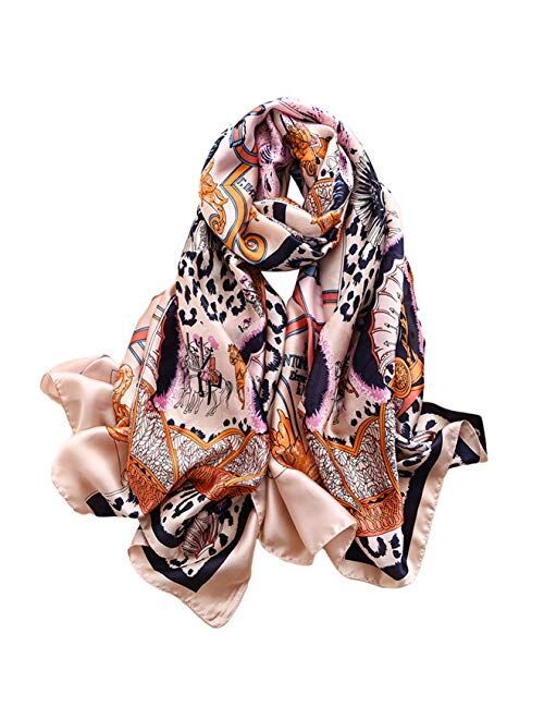 YMXHHB Fashion Scarves Scarf 100% Silk Feeling Scarf Silk Like Scarves Long Lightweight Sunscreen Shawls for Women