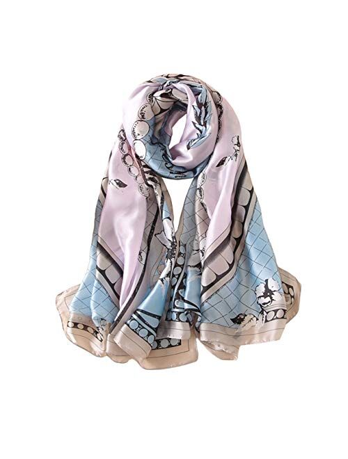 YMXHHB Fashion Scarves Scarf 100% Silk Feeling Scarf Silk Like Scarves Long Lightweight Sunscreen Shawls for Women