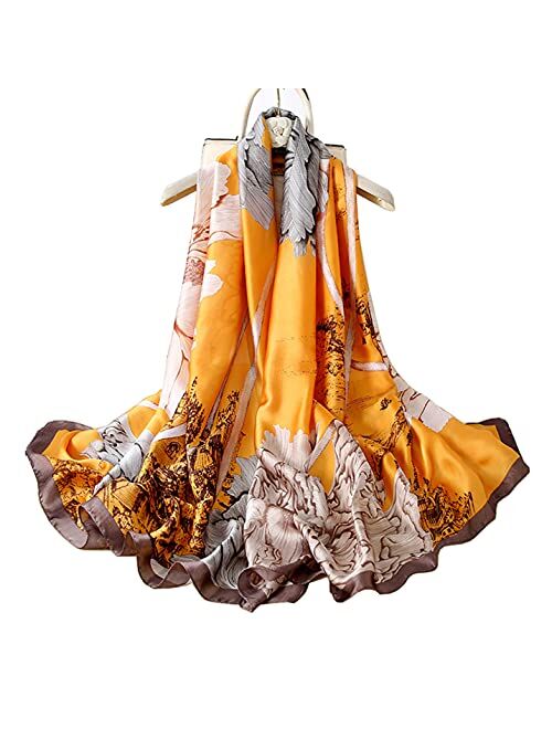 YMXHHB Fashion Scarves Scarf 100% Silk Feeling Scarf Silk Like Scarves Long Lightweight Sunscreen Shawls for Women