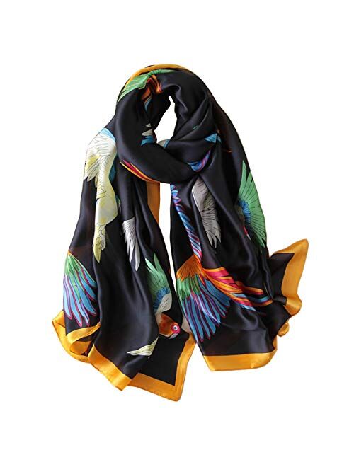 YMXHHB Fashion Scarves Scarf 100% Silk Feeling Scarf Silk Like Scarves Long Lightweight Sunscreen Shawls for Women