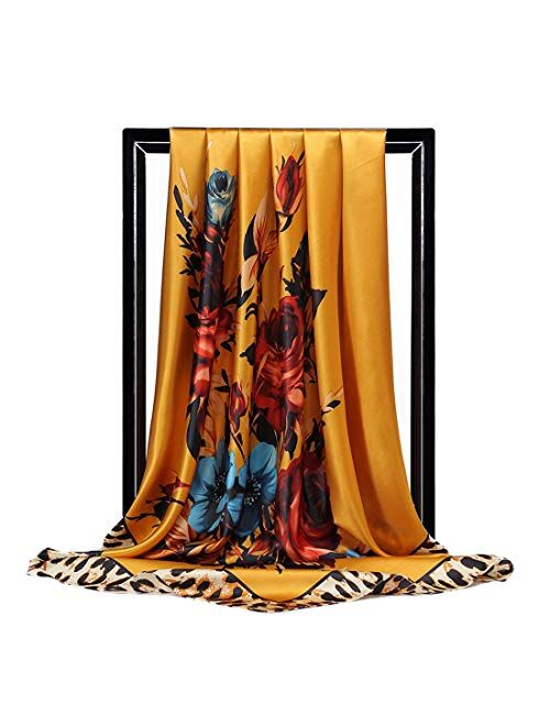 K-ELewon 35" Large Women's Satin Square Silk Feeling Hair Scarf Wrap Headscarf