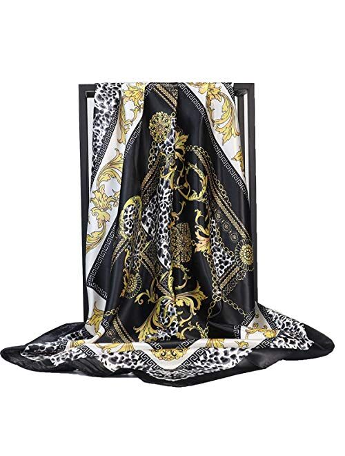 K-ELewon 35" Large Women's Satin Square Silk Feeling Hair Scarf Wrap Headscarf