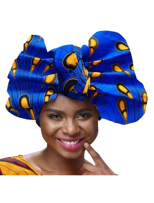 Shenbolen African Traditional Wax Print Head wrap Headwrap Scarf Tie,One Size