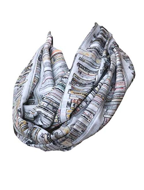 Book infinity scarf Library Bookshelves womens literary gifts nerdy bookworm book lover