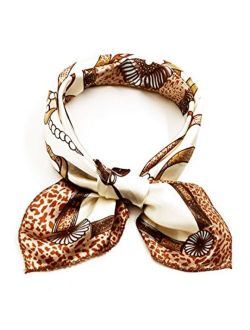 uxcell Women Square Scarf Scarves Leopard Printed Striped Polka Dots Pattern Kerchief Neckerchief