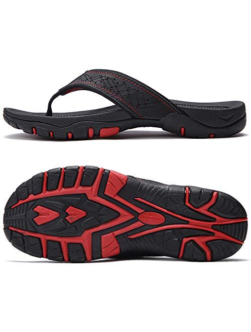 ChayChax Men’s Flip Flops Arch Support Sport Thong Sandals Non Slip Outdoor Beach Walking Slippers