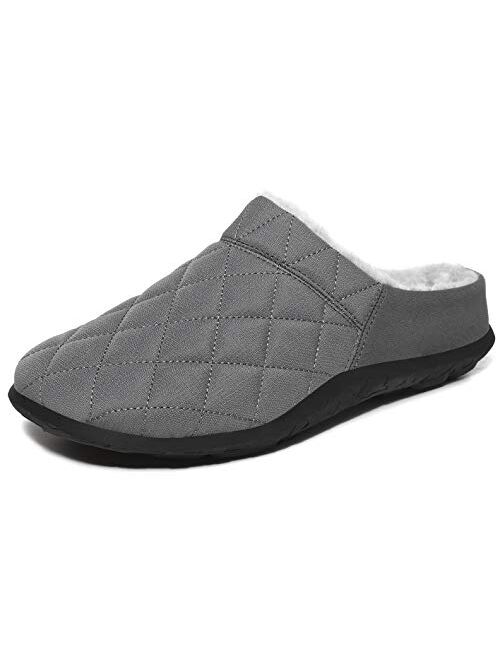 ChayChax Men's Women's Plush Lining House Slippers Winter Warm Slip On Clog House Shoes with Indoor Outdoor Anti-Skid Rubber Sole