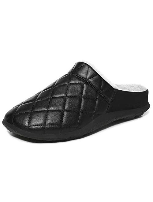 ChayChax Men's Women's Plush Lining House Slippers Winter Warm Slip On Clog House Shoes with Indoor Outdoor Anti-Skid Rubber Sole