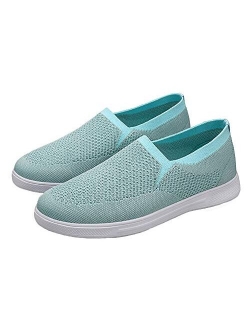 Mens Womens Flat Sneakers Slip-on Casual Tennis Shoes Breathable Mesh Outdoor Sports Running Shoes Large Size 4.5-14.5