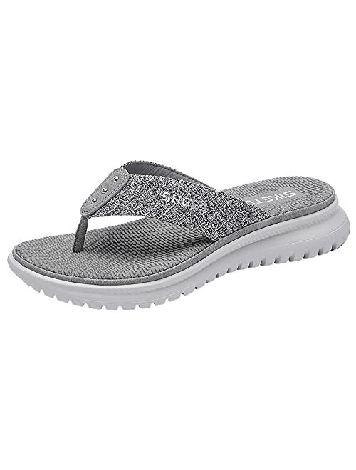 ChayChax Women’s Flip Flops Low Wedge Thongs Sandals Summer Clip Toe Slippers Shoes for Shopping Wandering