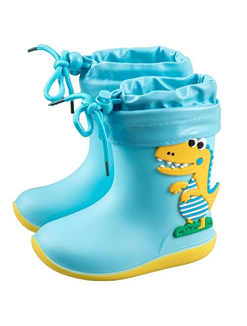 ChayChax Kid’s Cute Rain Boots Waterproof Rubber Boot Shoes Boys Girls Dinosaur Rain Shoes Non-Slip