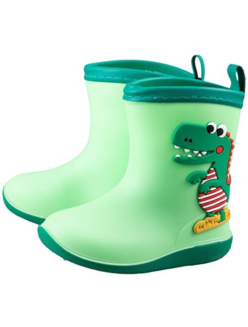 ChayChax Kid’s Cute Rain Boots Waterproof Rubber Boot Shoes Boys Girls Dinosaur Rain Shoes Non-Slip