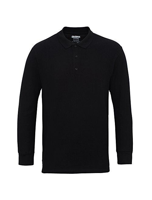 Gildan Mens Long Sleeve Double Pique Cotton Polo Shirt