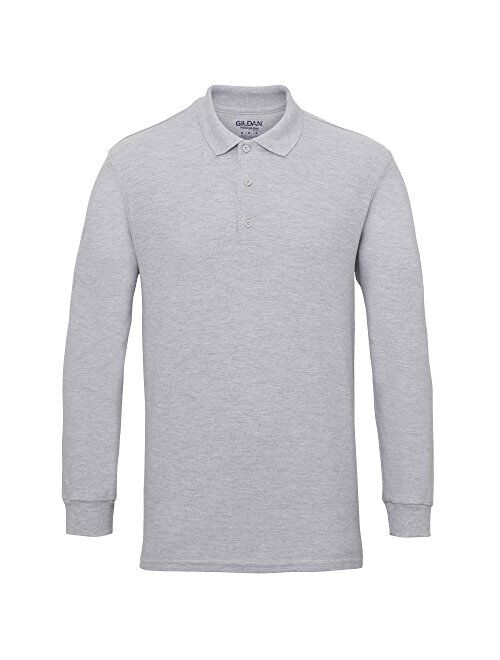 Gildan Mens Long Sleeve Double Pique Cotton Polo Shirt