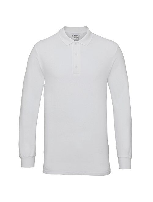 Gildan Mens Long Sleeve Double Pique Cotton Polo Shirt