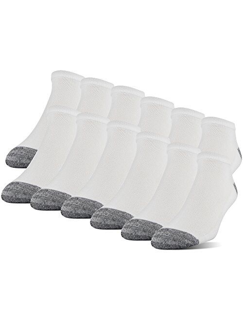 Gildan mens Polyester Half Cushion Ankle Socks 12-pack