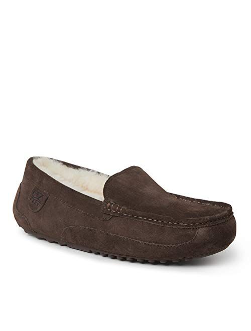 EZ Feet Men's Indoor Outdoor Shearling Breathable Slip-On Moccasins Slipper