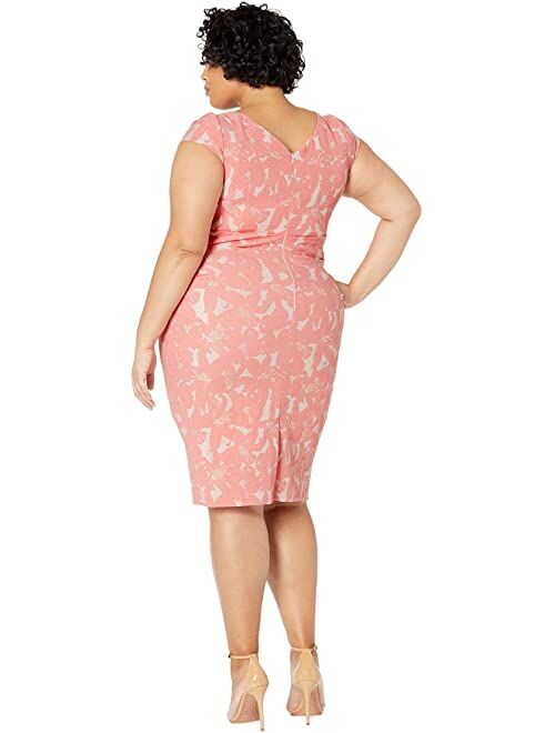 Adrianna Papell Plus Size Hibiscus Jacquard Draped Sheath