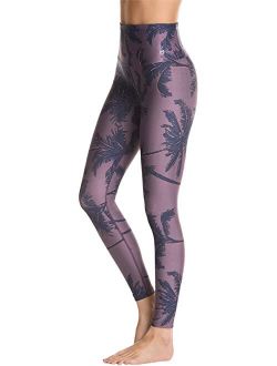 Marvel Women's High Waisted Printed Palms Mauve Leggings