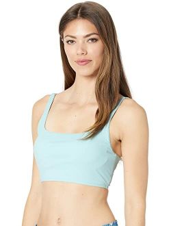 Amelia Sky Blue Polyester Square Neck Wireless Bikini Top