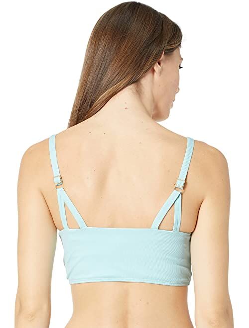 Amelia Sky Blue Polyester Square Neck Wireless Bikini Top