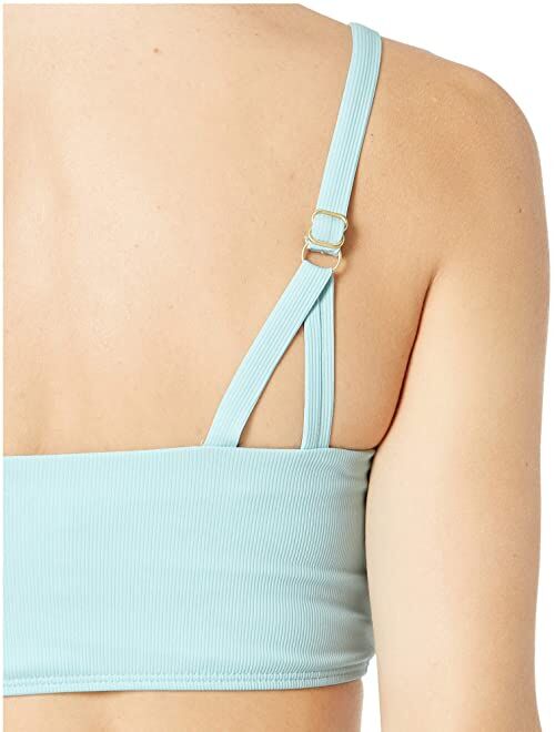 Amelia Sky Blue Polyester Square Neck Wireless Bikini Top