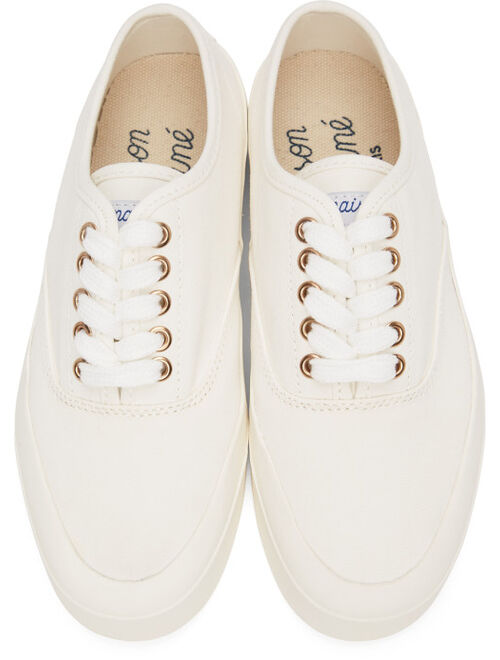 White Canvas Laced Sneakers