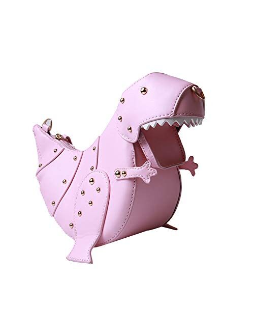 LUI SUI Women Dinosaur Shape Shoulder Bag Pu Leather Rivet Chic Purse Girls Whale Crossbody Bags