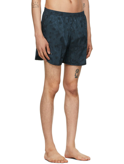 Blue Camouflage Wild Steve Mid Rise Trunk Swim Shorts