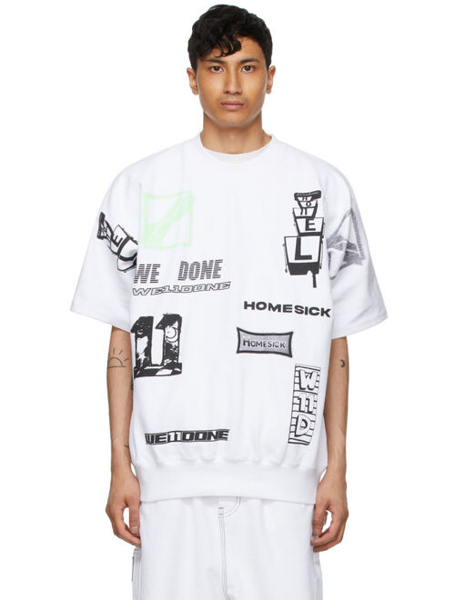 White Graphic All Over Crew Neck Short Sleeve T-Shirt