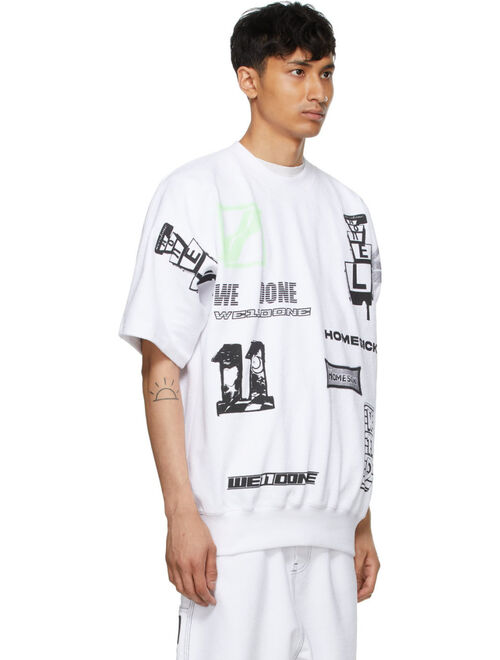 White Graphic All Over Crew Neck Short Sleeve T-Shirt